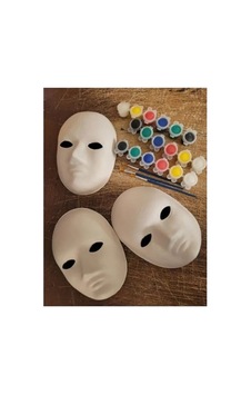 Karton Maske Ve Boyama Seti - 3'lü Eğlenceli Aktivite
