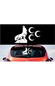 Oto Sticker Uluyan Bozkurt Üç Hilal Kurt Araba 3 Hilal