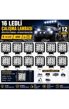 12 Adet 16 Led Çalışma Lambası 12-24v 48w Offroad Projektör Geri Vites Lambası Motosiklet Dorse Tır Traktör İş Makinesi Tekne Uyumlu Çalışma Lambası 10,7 Cm 10,7 Cm 1,6 Cm 12 Adet 16 Led Çalışma Lambası 12-24v 48w Offroad Projektör Geri Vites Lambası Motosiklet Dorse Tır Traktör İş Makinesi Tekne Uyumlu Çalışma Lambası 10,7 Cm 10,7 Cm 1,6 Cm