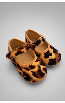 Pufien Leopar Desenli Kumaş Bebek Babet, Yenidoğan Ayakkabı, Kız Bebek Patik - Turuncu Pufien Leopar Desenli Kumaş Bebek Babet, Yenidoğan Ayakkabı, Kız Bebek Patik - Turuncu