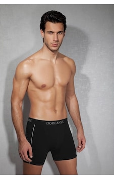 Doreanse 1780 Erkek Modal Çizgili Büyük Beden Siyah Boxer