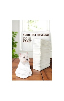 Pet Havlusu - Kedi Köpek Banyo Havlusu Tek Kullanımlık Kuru Havlu 40x80 Cm 100 Adet 721808 Beyaz