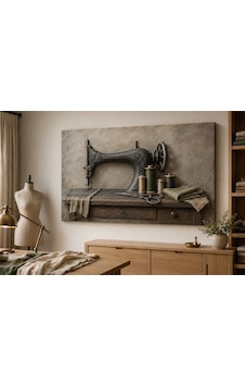 Premium Antika Dikiş Makinesi Ve İplikler Çerçevesiz Kanvas Tablo Kahverengi Premium Antika Dikiş Makinesi Ve İplikler Çerçevesiz Kanvas Tablo Kahverengi