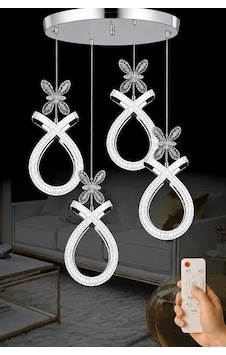 Karona Model 4 Lü Krom Kaplama 3 Renk Kumandalı Salon Mutfak Oturma Yatak Odası Modern Led Avize