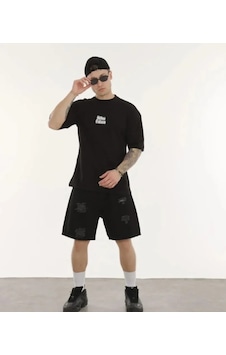 Modi Unisex Bisiklet Yaka Baskılı Oversize T-shirt - Siyah - Mymg180631 Modi Unisex Bisiklet Yaka Baskılı Oversize T-shirt - Siyah - Mymg180631
