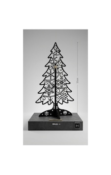 53 Cm Mat Siyah Metal Yılbaşı Ağacı Biblo - Kar Tanesi Detaylı Modern Yılbaşı Süsleme Standı Siyah - 942751326