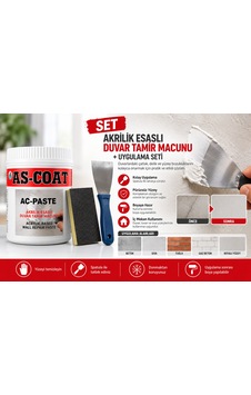 As-coat Ac-paste Akrilik Esaslı Duvar Tamir Macunu Uygulama Seti 1 KG