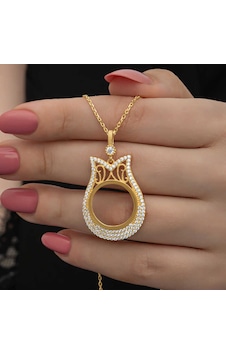 Gümüş Gold Kaplama Çeyrek Altın Takılabilen Kadın Kolye Altın Gümüş Gold Kaplama Çeyrek Altın Takılabilen Kadın Kolye Altın