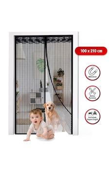 Go İthalat Mıknatıslı Kapı Sinekliği Siyah 100x210 Cm Otomatik Kapanan Manyetik Tül Sineklik 100x210cm