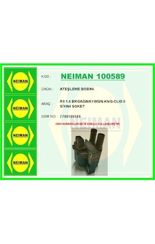 Bescher Ateşleme Bobını R9 1.4 Broadway-mgn-kng-clıo Iı Siyah Soket Neıman 100589 7700100589 Bescher Ateşleme Bobını R9 1.4 Broadway-mgn-kng-clıo Iı Siyah Soket Neıman 100589 7700100589