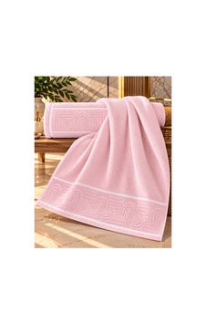 Jakarlı Büyük Boy Banyo Havlusu Premium Sıkı Dokuma %100 Organik Pamuk 90x150 Cm Pembe - 945284492 Pembe