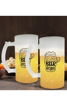 Bk Gift It's Always Beer O'clock Tasarımlı 2’li Buzlu Cam Bira Bardağı Bk Gift It's Always Beer O'clock Tasarımlı 2’li Buzlu Cam Bira Bardağı