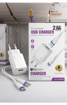 2.6a Usb Sarj Adaptoru + Type-c Sarj Kablosu Eu 2.6a Usb Sarj Adaptoru + Type-c Sarj Kablosu Eu
