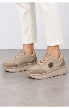 Ht Hotin Mesa Kadın Simli Bağcıklı Günlük Sneaker Ayakkabı - Bej Ht Hotin Mesa Kadın Simli Bağcıklı Günlük Sneaker Ayakkabı - Bej