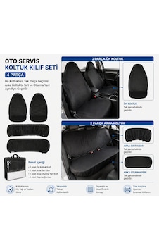 Günaks 4 Parça Oto Servis Koltuk Kılıf Seti Siyah 1 Günaks 4 Parça Oto Servis Koltuk Kılıf Seti Siyah 1