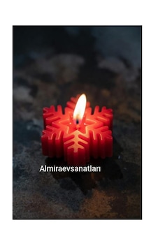 Kar Tanesi Mum 1 Adet Kırmızı Kar Tanesi Mum 1 Adet Kırmızı