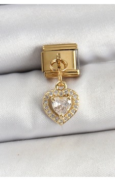 316l Çelik Sallantılı Zirkon Taşlı Kalp Model Gold Renk Nomination Charm Çok Renkli 316l Çelik Sallantılı Zirkon Taşlı Kalp Model Gold Renk Nomination Charm Çok Renkli