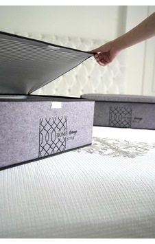 50x40x19 Cm Keçe Kapaklı Hurç Katlanabilir Saklama Kutusu Dolap İçi Giysi Organizer Gri - 750788432 Gri