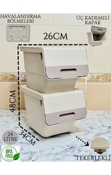 2'li Kahve Bej Patateslik Soğanlık & Çok Amaçlı Sepet 24lt