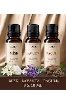 Misk - Lavanta - Paçuli Esansiyel Uçucu Yağ Buhurdanlık Yağı Difüzör Esansı Oda Kokusu Mum Esansı 3 X 10 Ml. Karışık Misk - Lavanta - Paçuli Esansiyel Uçucu Yağ Buhurdanlık Yağı Difüzör Esansı Oda Kokusu Mum Esansı 3 X 10 Ml. Karışık