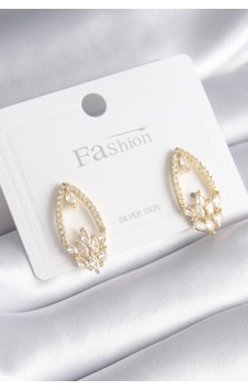 Pirinç Gold Renk Zirkon Taşlı Kadın Küpe Çelik 22879068 Pirinç Gold Renk Zirkon Taşlı Kadın Küpe Çelik 22879068
