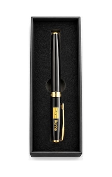 Hero 5020a Lüks İmza Kalemi 13.8 Cm Gold Detaylı Siyah Roller Kalem Kutulu