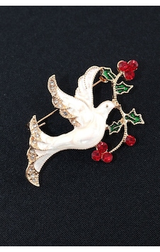 Kış Çiçeği Taşıyan Barış Güvercini Broş Gold Renkli Kristal Taşlı Çiçekli Kadın Yaka İğnesi Broş Çok renkli Kış Çiçeği Taşıyan Barış Güvercini Broş Gold Renkli Kristal Taşlı Çiçekli Kadın Yaka İğnesi Broş Çok renkli