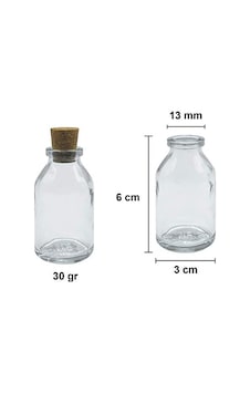 Şeffaf 25 Ml / 25 Cc Mantar Tıpalı Boş Cam Şişe 12 Adet Şeffaf 25 Ml / 25 Cc Mantar Tıpalı Boş Cam Şişe 12 Adet