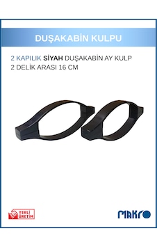 Duşakabin Cam Kapı Ay Kulp 4 Adet Duşakabin Kolu Siyah Siyah