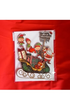 Yılbaşı Ahşap Sticker Model 2 Kırmızı