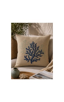 Punch Nakışlı Kırlent Kılıfı 45x45 Cm Kırlangıç Home Çapa Çiçek Desenli Bej-mavi Punch Nakışlı Kırlent Kılıfı 45x45 Cm Kırlangıç Home Çapa Çiçek Desenli Bej-mavi