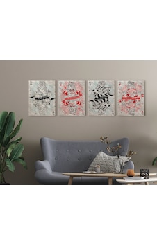 Bk Home İskambil Tasarımlı 4'lü Kanvas Tablo 50x70cm-3 Bk Home İskambil Tasarımlı 4'lü Kanvas Tablo 50x70cm-3