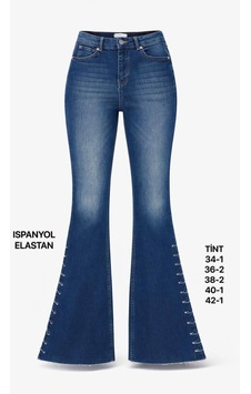 Miss Poem Kadın Lacivert İspanyol Paça Jean Pantolon Miss Poem Kadın Lacivert İspanyol Paça Jean Pantolon
