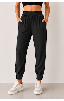 Trend Alisse Kadın Bel Lastikli Paçası Pensli Mevsimlik Jogger Pantolonsiyah Siyah Trend Alisse Kadın Bel Lastikli Paçası Pensli Mevsimlik Jogger Pantolonsiyah Siyah