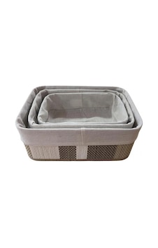 Cooker Dikdörtgen Sepet Seti 3'lü 30x20x12 Cm Gri Cooker Dikdörtgen Sepet Seti 3'lü 30x20x12 Cm Gri