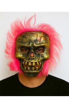 Buğz Wild Skull - Bakır Kafatası Pembe Saçlı İskelet Maske