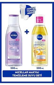 Aydınlatıcı Ve Yatıştırıcı Micellar Makyaj Temizleme Suyu Seti 200ml+200ml Pamuk Hediye,hassas Cilt Aydınlatıcı Ve Yatıştırıcı Micellar Makyaj Temizleme Suyu Seti 200ml+200ml Pamuk Hediye,hassas Cilt