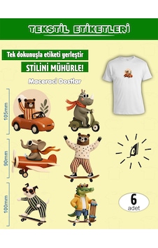Ütü İle Yapışan Kıyafet Etiketi Maceracı Dostlar 6lı Set Karışık Ütü İle Yapışan Kıyafet Etiketi Maceracı Dostlar 6lı Set Karışık