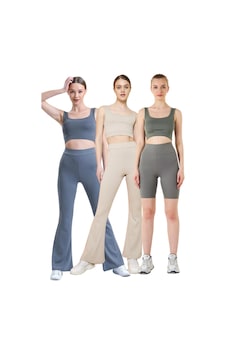 Thiff Gymwear Fitilli Kare Yaka Esnek Örme Crop Büstiyer 3'lü Atlet Set Antrasit - Bej - Haki Thiff Gymwear Fitilli Kare Yaka Esnek Örme Crop Büstiyer 3'lü Atlet Set Antrasit - Bej - Haki