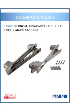 Duşakabin Cam Kapı Kulp Parlak Kol Ayarlı 14-16 Cm Krom Parlak