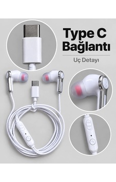 Nm Store Kumandalı Ve Silikon Başlıklı Beyaz Type C Kablolu Kulaklık Nm Store Kumandalı Ve Silikon Başlıklı Beyaz Type C Kablolu Kulaklık