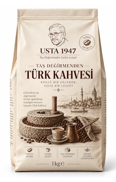 Usta 1947 Taş Değirmenden Türk Kahvesi 1 Kg Orta Kavrum - Yumuşak İçim Öğütülmüş Usta 1947 Taş Değirmenden Türk Kahvesi 1 Kg Orta Kavrum - Yumuşak İçim Öğütülmüş