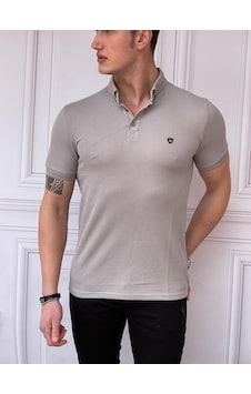 Modefendi Slim Fit Düğme Detaylı Pamuk Örme Polo Yaka Tshırt Gri Modefendi Slim Fit Düğme Detaylı Pamuk Örme Polo Yaka Tshırt Gri
