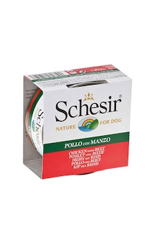 Schesir Jelly Tavuk Etli ve Sığır Etli Fileto Yetişkin Köpek Konservesi 6 x 150 G Schesir Jelly Tavuk Etli ve Sığır Etli Fileto Yetişkin Köpek Konservesi 6 x 150 G