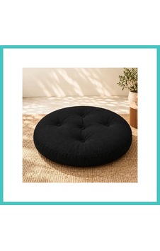 Ny Joy Kapitone Yuvarlak Yer Minderi 60 60 8 Cm Siyah Dış Mekân Nyjoybz