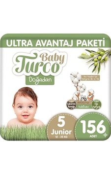 Baby Turco Doğadan Bebek Bezi Ultra Avantaj Paketi Junior 5 Numara 156 Adet Baby Turco Doğadan Bebek Bezi Ultra Avantaj Paketi Junior 5 Numara 156 Adet