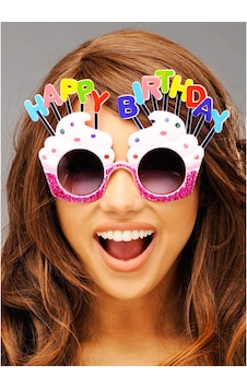 Happy Birthday Yazılı Beyaz Fuşya Renk Parti Gözlüğü 12x7 Happy Birthday Yazılı Beyaz Fuşya Renk Parti Gözlüğü 12x7