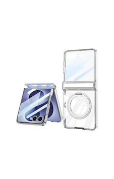 Samsung Galaxy Uyumlu Z Flip 8 Kılıf M-safe Şarj Özellikli Şeffaf Ring Standlı Kapak Kpt-05 Gümüş Samsung Galaxy Uyumlu Z Flip 8 Kılıf M-safe Şarj Özellikli Şeffaf Ring Standlı Kapak Kpt-05 Gümüş