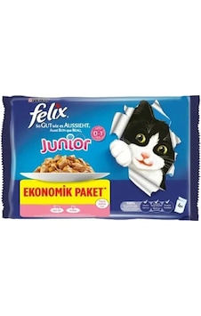 Purina Felix Sığır Etli ve Tavuklu Yavru Kedi Mama 4 x 85 G Purina Felix Sığır Etli ve Tavuklu Yavru Kedi Mama 4 x 85 G