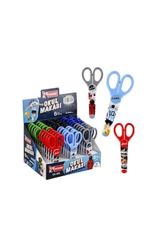 1 Adet Mikro Koruma Kapaklı Çocuk Makası 14 Cm Erkek Model Çelik Uç 1 Adet Mikro Koruma Kapaklı Çocuk Makası 14 Cm Erkek Model Çelik Uç